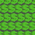 Dollar seamless pattern. Green Dollar background.