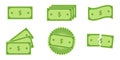 Dollar set illustration. Vector paper flat money. US dollars sign Royalty Free Stock Photo