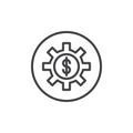 Dollar setting cog gear line icon Royalty Free Stock Photo