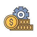 Dollar setting vector flat color line icon Royalty Free Stock Photo
