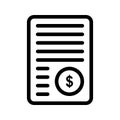 Dollar sheet vector line icon Royalty Free Stock Photo