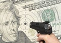 Dollar shooting Royalty Free Stock Photo