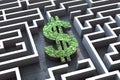 Dollar sign amidst labyrinth symbolizes navigating complex financial markets Royalty Free Stock Photo