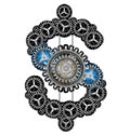 Dollar sign cogs wheel power of money concept