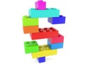 Dollar sign concept build from colorful toy bricks