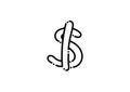 Dollar sign in dotted line style Royalty Free Stock Photo