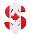 Dollar Sign with Flag of Canada Royalty Free Stock Photo