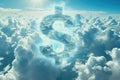 Dollar Sign Floating in the Clouds, Wealth and Opportunity in the Sky, A dollar sign projected onto clouds conveying imminent