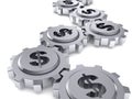 Dollar sign gears.money works concept Royalty Free Stock Photo