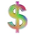 Dollar sign from glitter mirror facets. 3D rendering