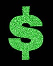 dollar sign in green on a black background close up Royalty Free Stock Photo