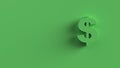Dollar Sign green Isolated with cyan background. 3d render isolated illustration, business, managment, risk, money, cash, growth,