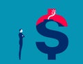 The dollar sign hides a bomb. Business risk vector illustration