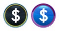 Dollar sign icon artistic glassy round buton set illustration
