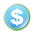 Dollar sign icon natural aqua cyan blue round button Royalty Free Stock Photo