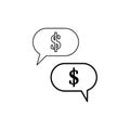 Dollar sign icon. Messages with dollar sign. Business chat. Vector illustration. Eps 10.