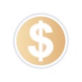 Dollar Sign Illustration in Golden Circle isolated on White Royalty Free Stock Photo