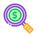 Dollar Sign In Magnifier Glass Center Vector Icon