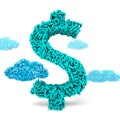 Dollar sign money shape, 3d characters big data, 3D rendering