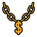 Dollar sign necklace icon, outline style