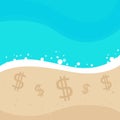 Dollar Sign Offshore Sand Beach Royalty Free Stock Photo