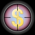 The dollar sign in the optical sight. Royalty Free Stock Photo