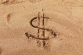 Dollar sign on sand Royalty Free Stock Photo