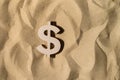 Dollar Sign On the Sand Royalty Free Stock Photo