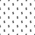 Dollar sign seamless pattern on white background.