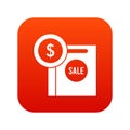 Dollar sign and shopping bag for sale icon digital red Royalty Free Stock Photo