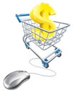 Dollar sign in shopping cart and mouse Royalty Free Stock Photo