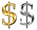 Dollar Sign Silver Gold Royalty Free Stock Photo