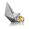 Dollar sign sinking aboard of a paper boat - Recession concept Royalty Free Stock Photo