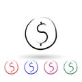Dollar sign sketch style multi color icon. Simple thin line, outline vector of banking icons for ui and ux, website or mobile Royalty Free Stock Photo