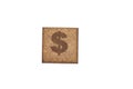 Dollar Sign In Square Wooden Tiles - Symbol On White Background Royalty Free Stock Photo