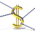 Dollar sign tied by chains Royalty Free Stock Photo