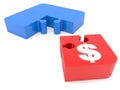 Dollar sign on an unfinished puzzle Royalty Free Stock Photo