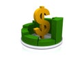 Dollar sign and upward graph Royalty Free Stock Photo