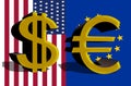 Dollar sign of the USA and Euro currency Royalty Free Stock Photo