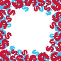 Dollar signs border made in contemporary geometric style, vector Royalty Free Stock Photo