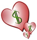 Dollar Signs on Hearts Clipart Royalty Free Stock Photo
