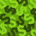 Dollar signs. USA currency symbols on green background. Vector. Royalty Free Stock Photo