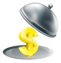 Dollar on silver platter concept Royalty Free Stock Photo