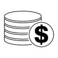 Dollar stack coin, flat icon money design, cash sign vector illustration