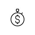 dollar, stopwatch icon. Simple thin line, outline vector of Time icons for UI and UX, website or mobile application Royalty Free Stock Photo