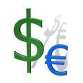 Dollar stronger than euro Royalty Free Stock Photo