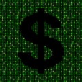 Dollar symbol on green hex code illustration