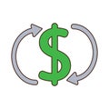 dollar symbol with arrows icon over white background. colorful design. vector illustration Royalty Free Stock Photo