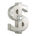 Dollar symbol as combination safe box, 3D rendering Royalty Free Stock Photo