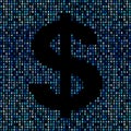 Dollar symbol on blue hex code illustration